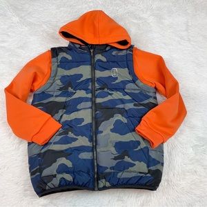 Bass Outdoor Big Boys camouflage Quilted Hybrid Puffer Jacket long sleeve hooded